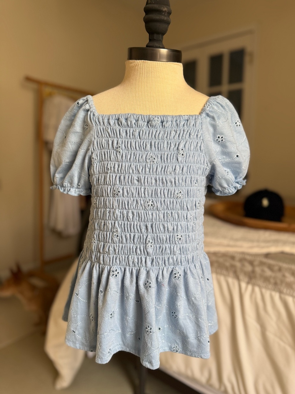 Speechless Sky Blue Smocked Kids Blouse